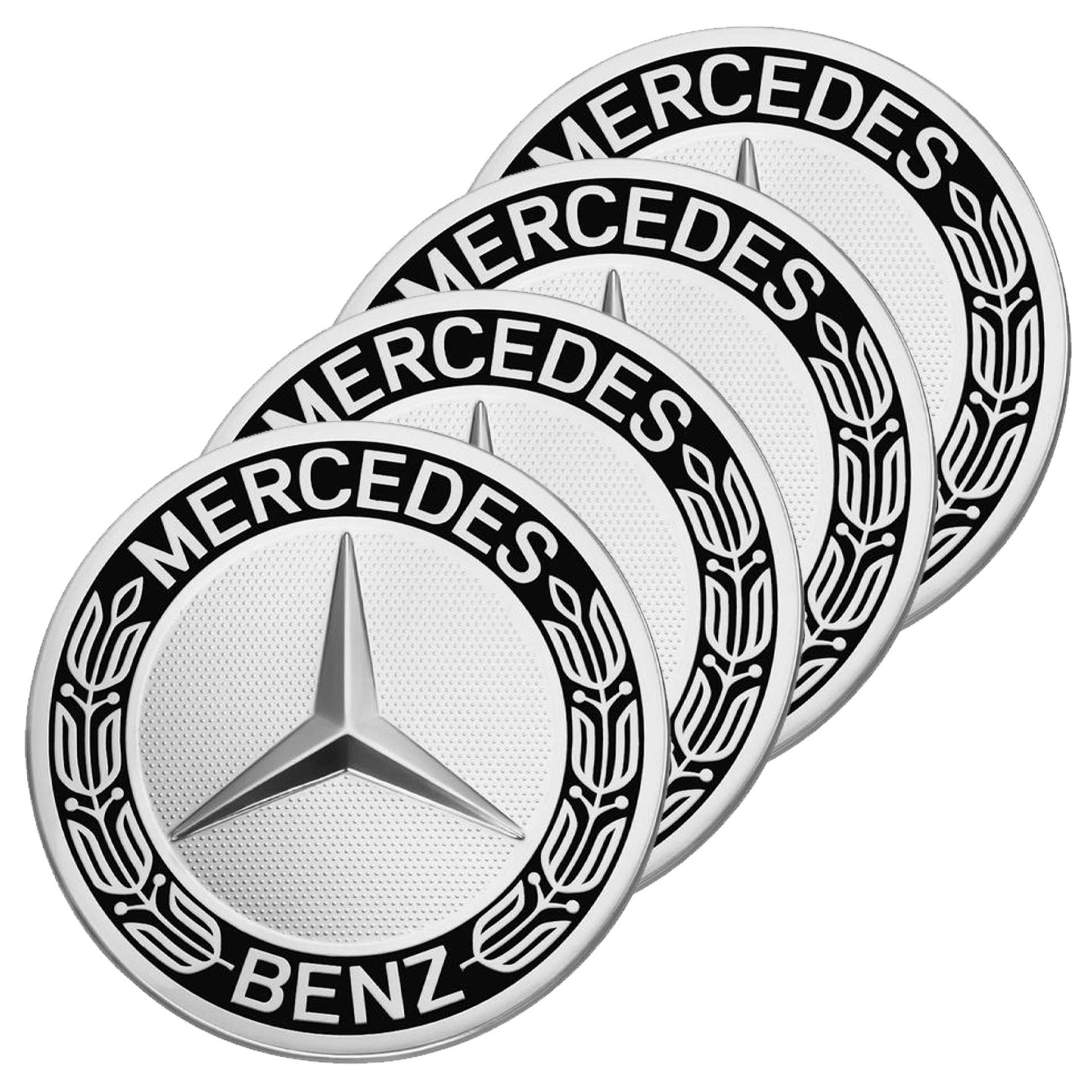 Mercedes-Benz Radnabenabdeckung Stern mit Lorbeerkranz schwarz 4-teiliger Satz
