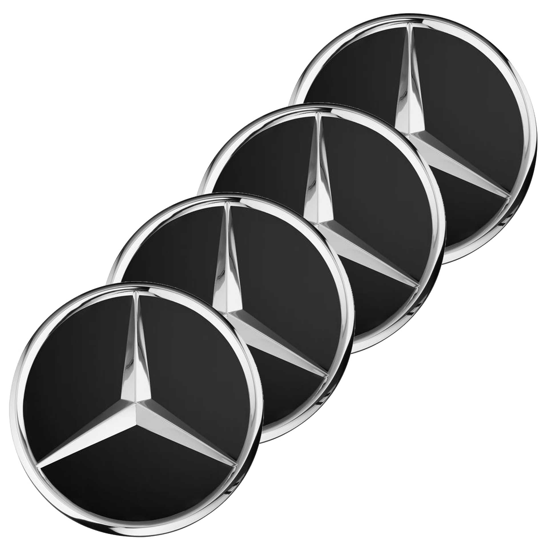 Mercedes-Benz Radnabenabdeckung Stern erhaben schwarz matt für Durchmesser 66.8 mm 4-teiliges Set A00040038009283