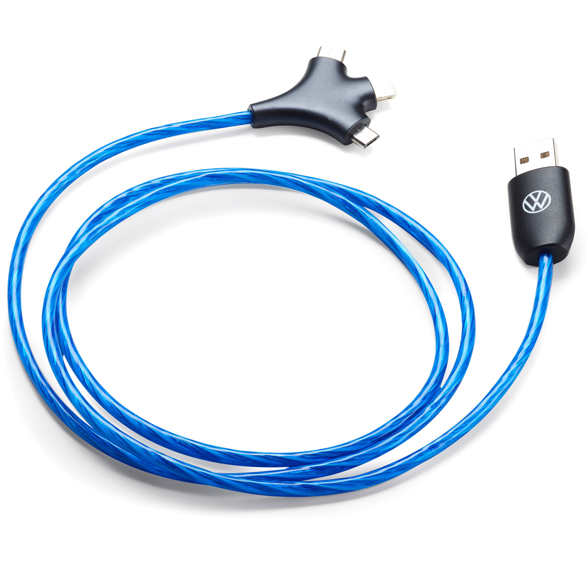 Volkswagen Ladekabel USB-A Handykabel USB-C Lightning beleu