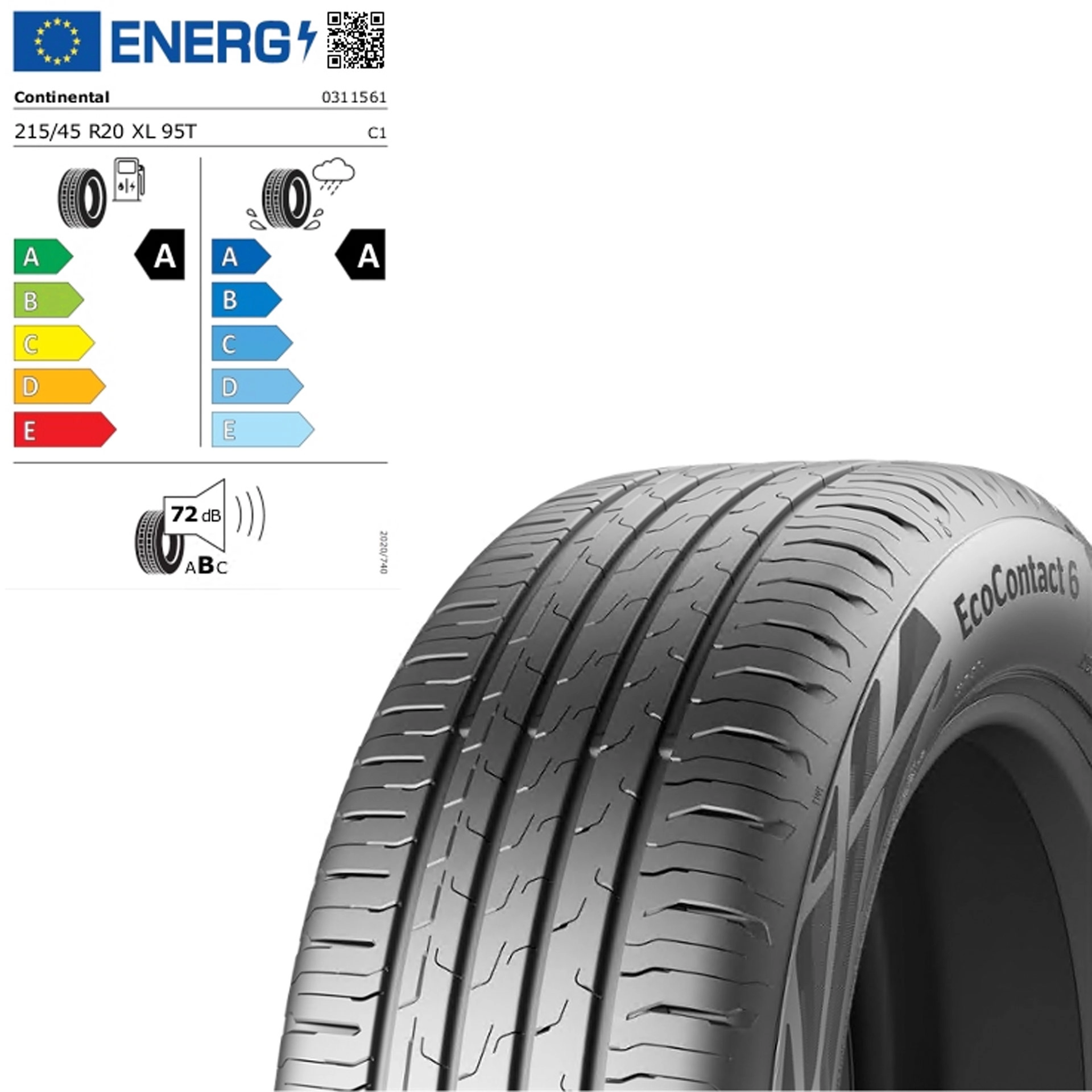 215/45 R20 95T XL Continental ContiEcoContact 6 Seal Sommerreifen ZTS214450TCZ0V