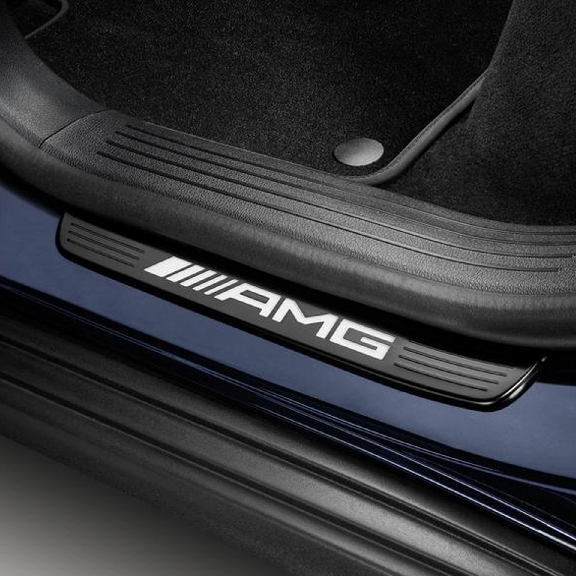 Mercedes-AMG Wechselcover für Einstiegsleisten beleuchtet hinten 2-teilig schwarz/weiß A1676806011