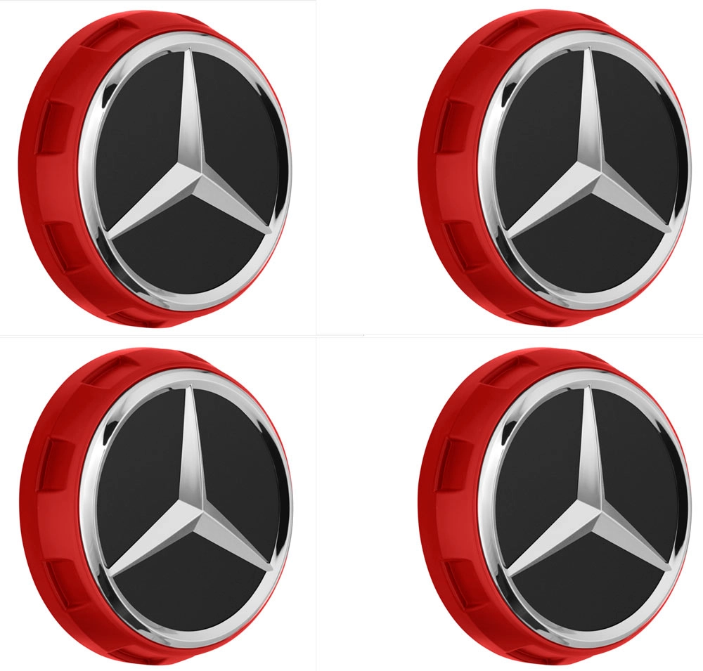 Mercedes-AMG Radnabenabdeckung Zentralverschlussdesign rot Set 4-teilig