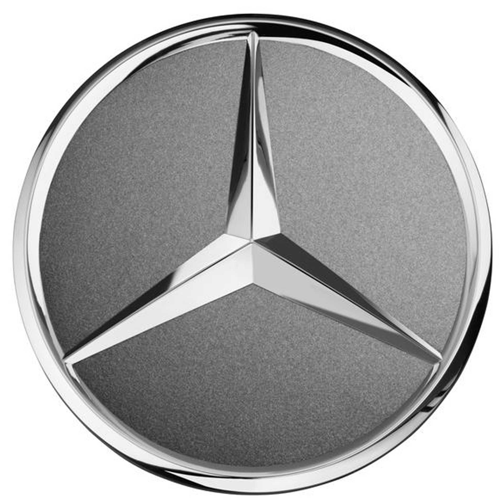 4-teiliges Set Mercedes-Benz Radnabenabdeckung Stern erhaben grau für Durchmesser 66.8 mm A00040038007756