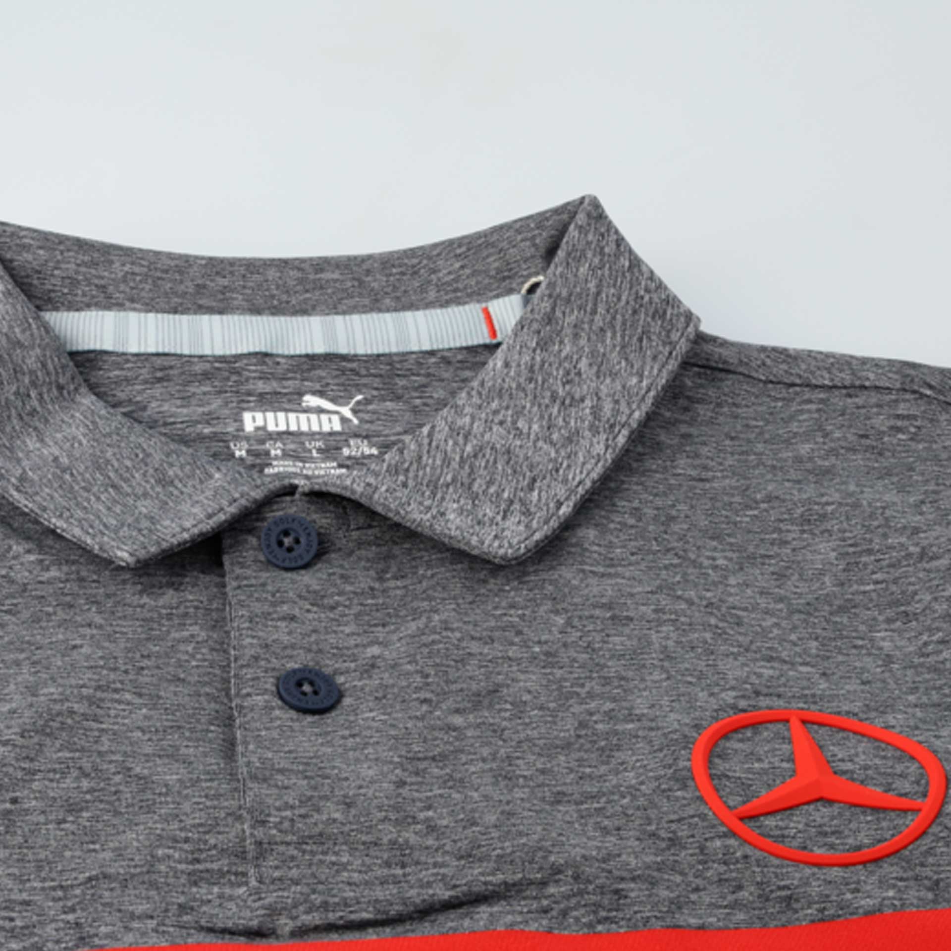Mercedes-Benz Golf-Poloshirt Größe XL Herren grau melange / rot by PUMA Poloshirt