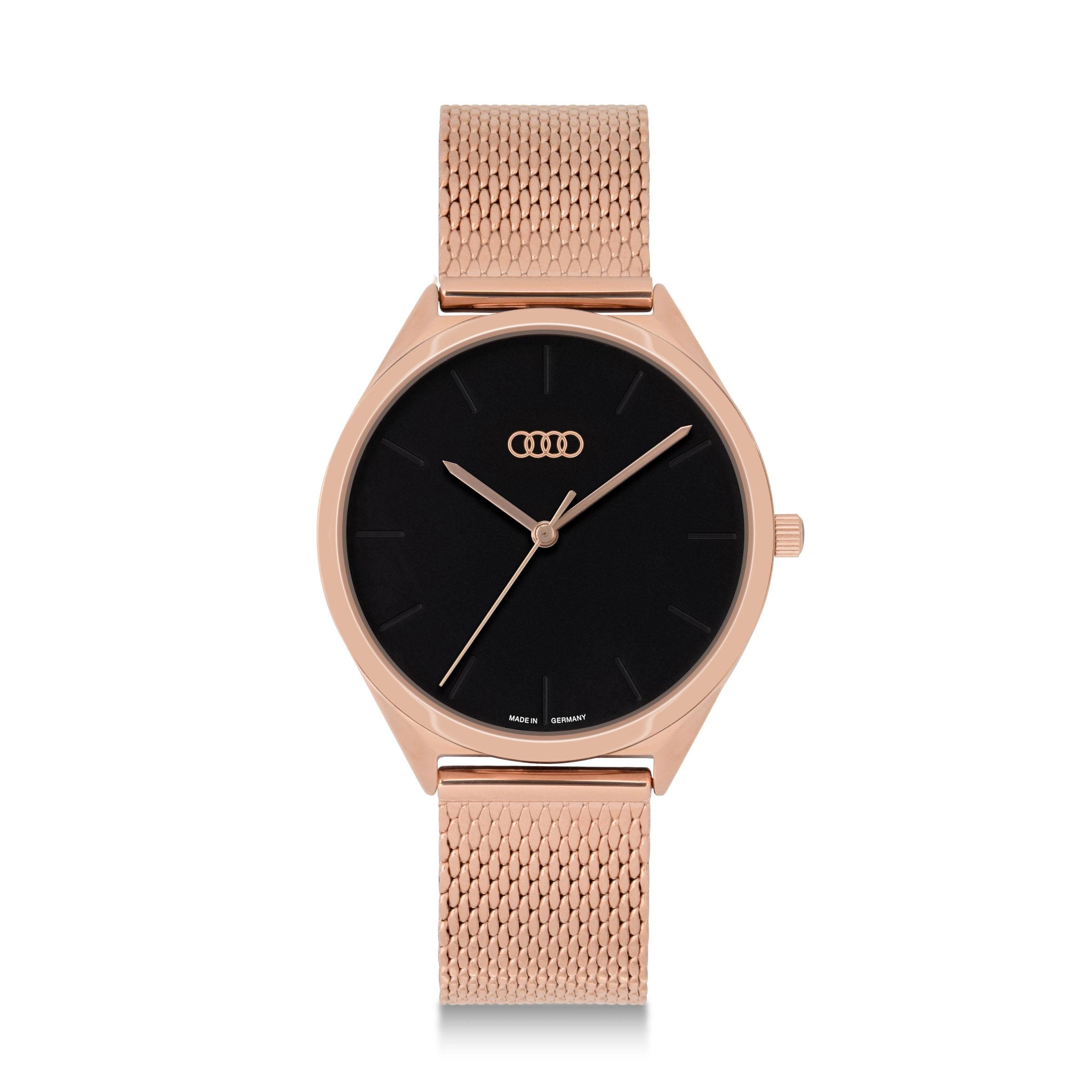 Audi Uhr Damen roségold/schwarz Armbanduhr 3102200400
