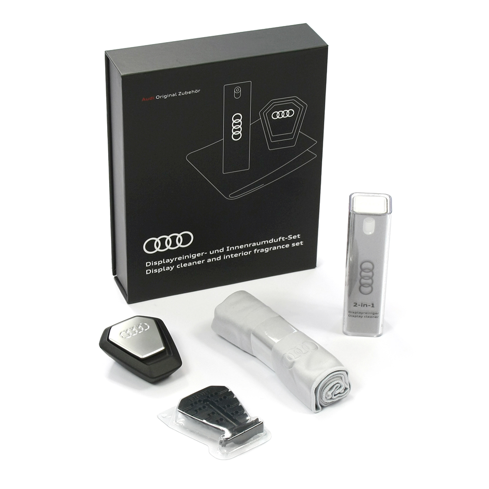 Audi Displayreiniger- und Innenraumduft-Set schwarz Duft orientalisch